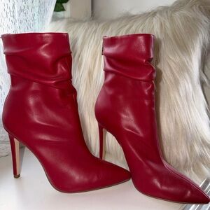 Jessica Simpson Red Faux Leather Ankle Boots